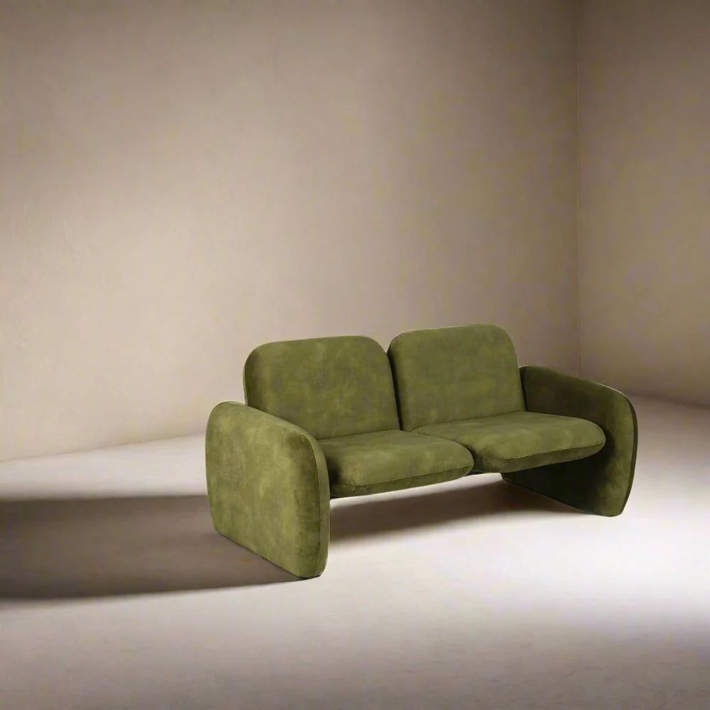 Green Iron and Fabric Loveseat