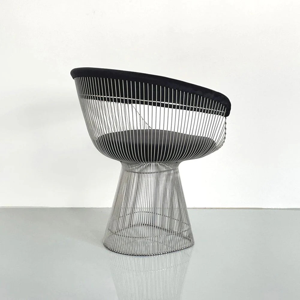 Stainless Steel and Velvet Dining Chair in Black and Chrome-Tone