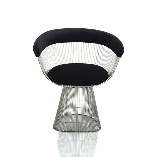Stainless Steel and Velvet Dining Chair in Black and Chrome-Tone