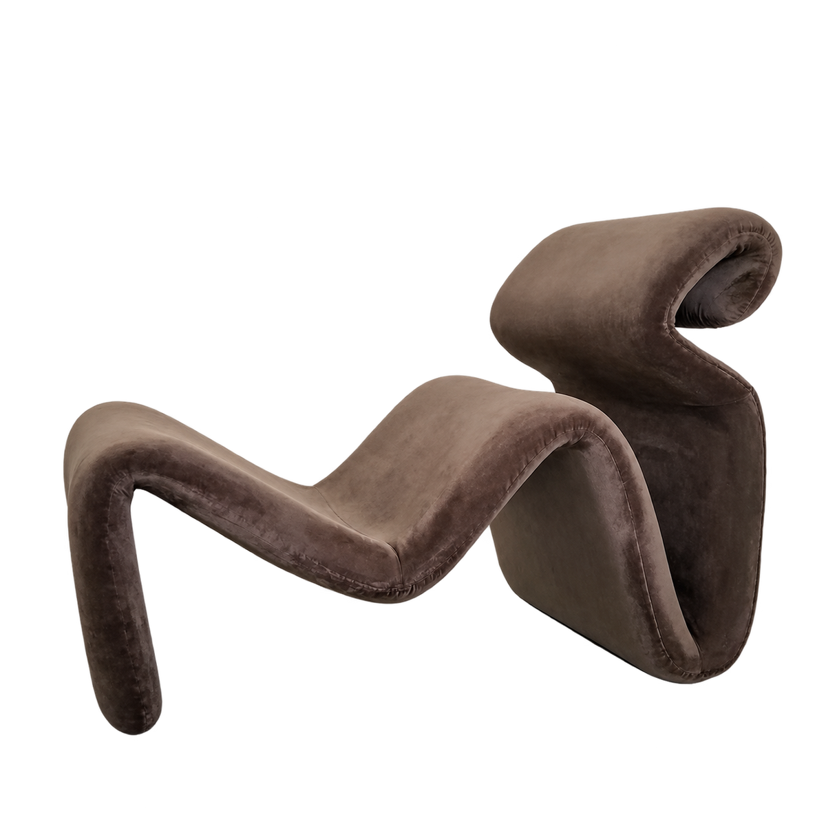 Brown Velvet and Fiberglass Lounge Chair
