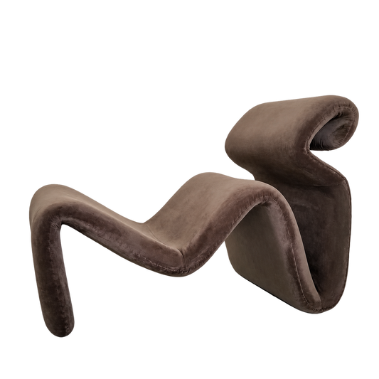 Brown Velvet and Fiberglass Lounge Chair