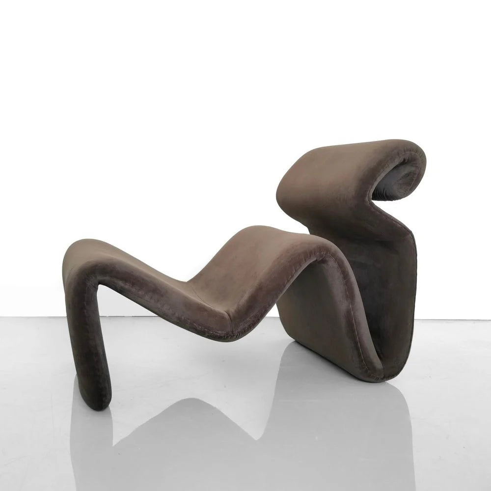 Brown Velvet and Fiberglass Lounge Chair