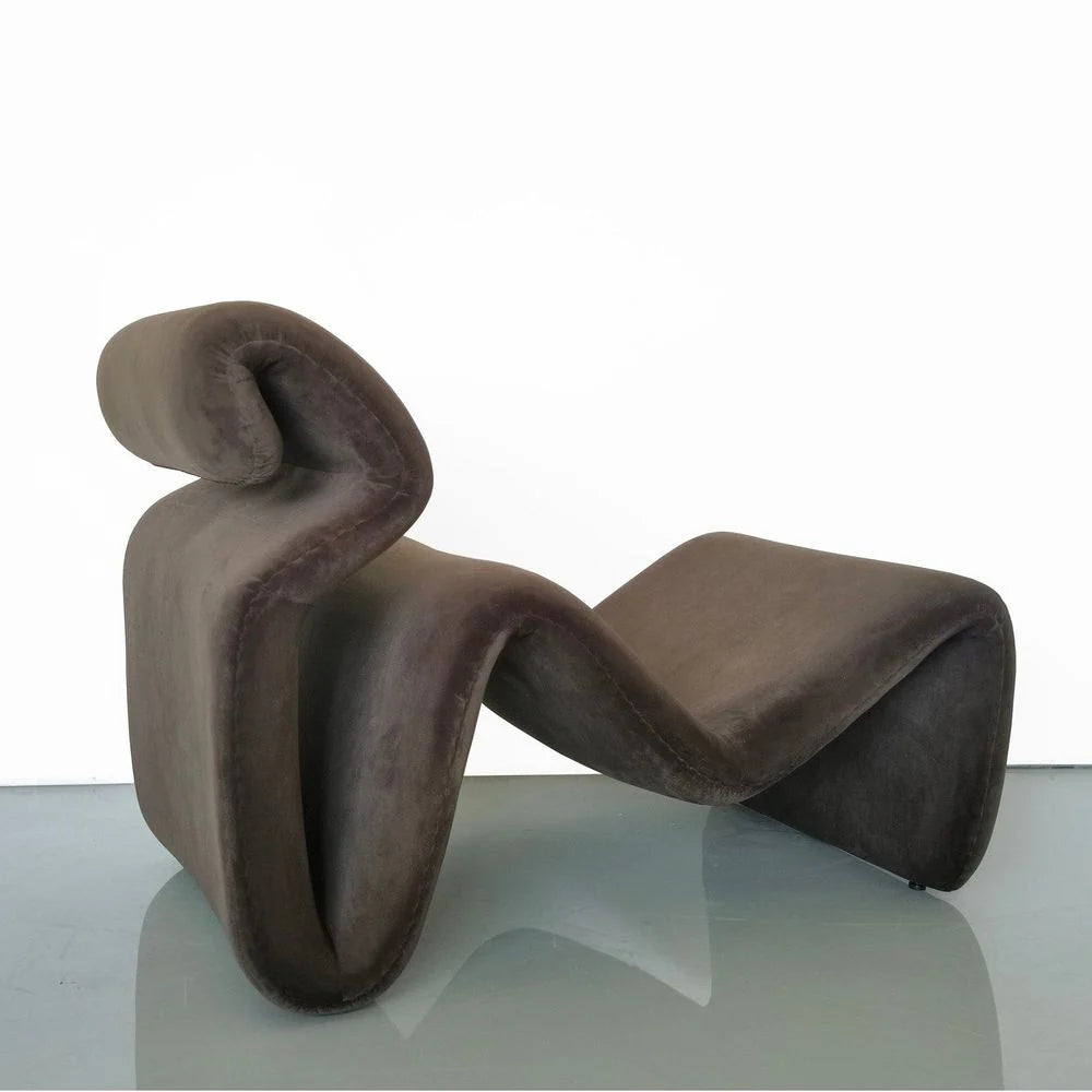 Brown Velvet and Fiberglass Lounge Chair