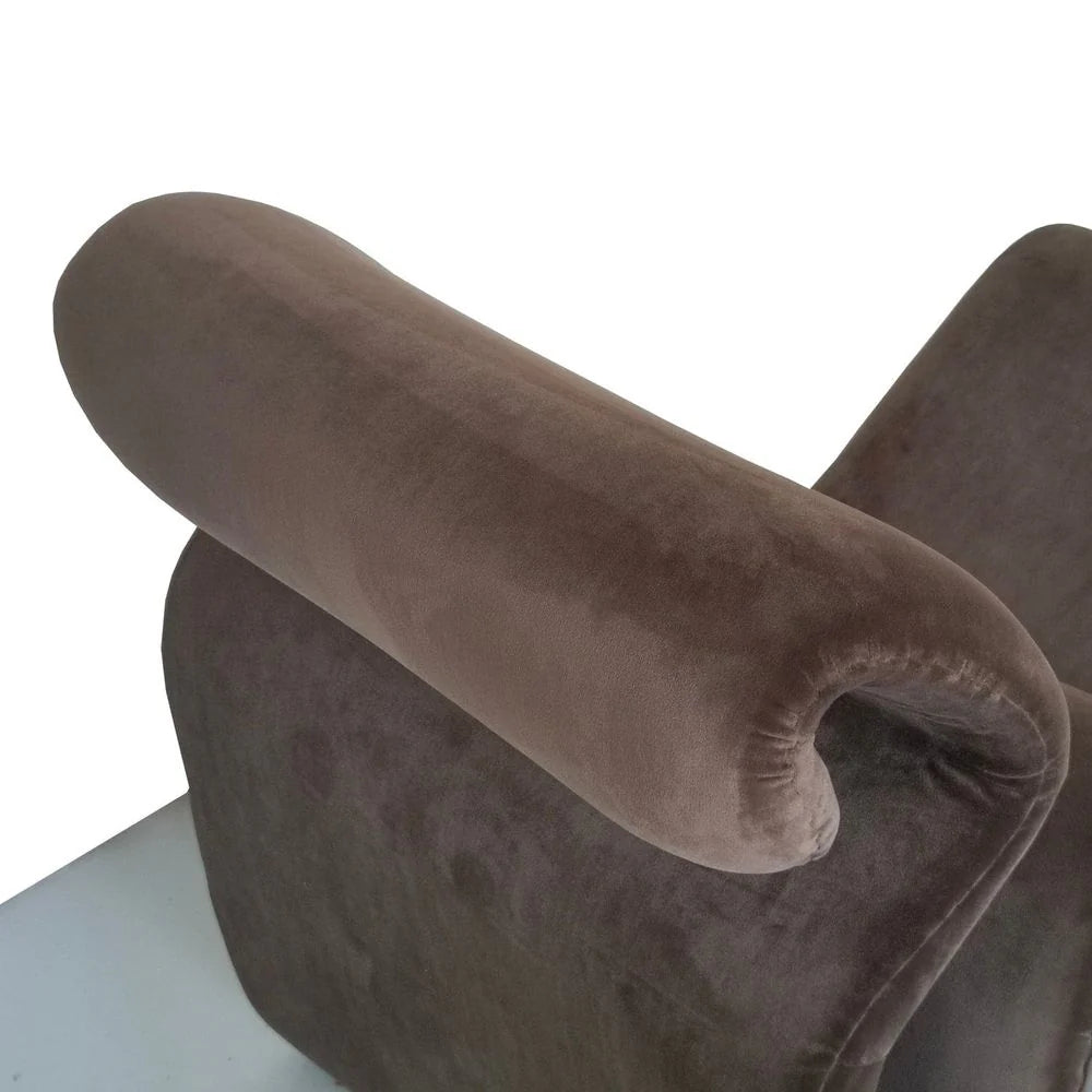 Brown Velvet and Fiberglass Lounge Chair