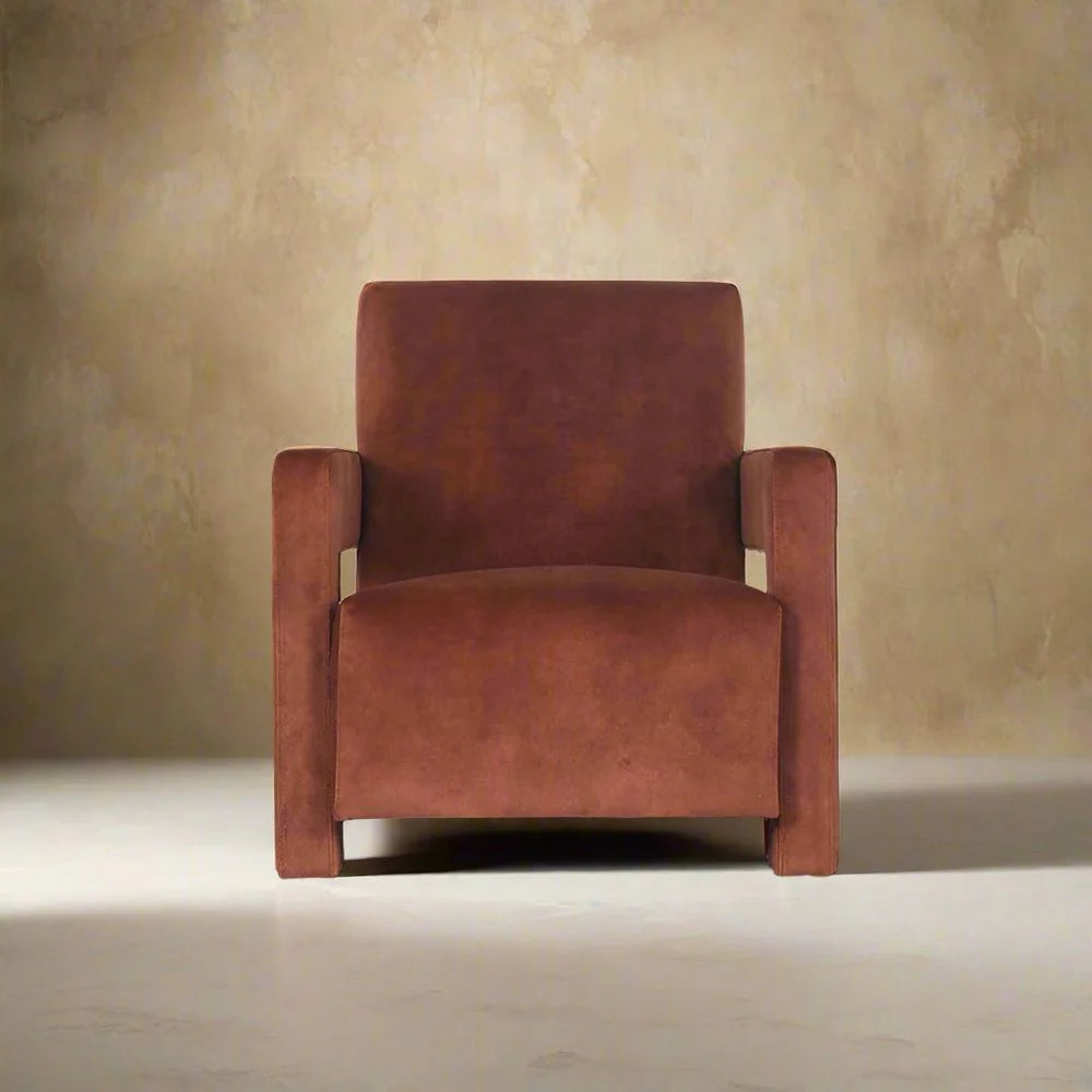 Brown Velvet Lounge Chair