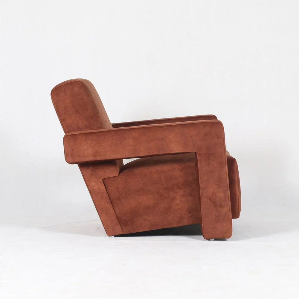Brown Velvet Lounge Chair
