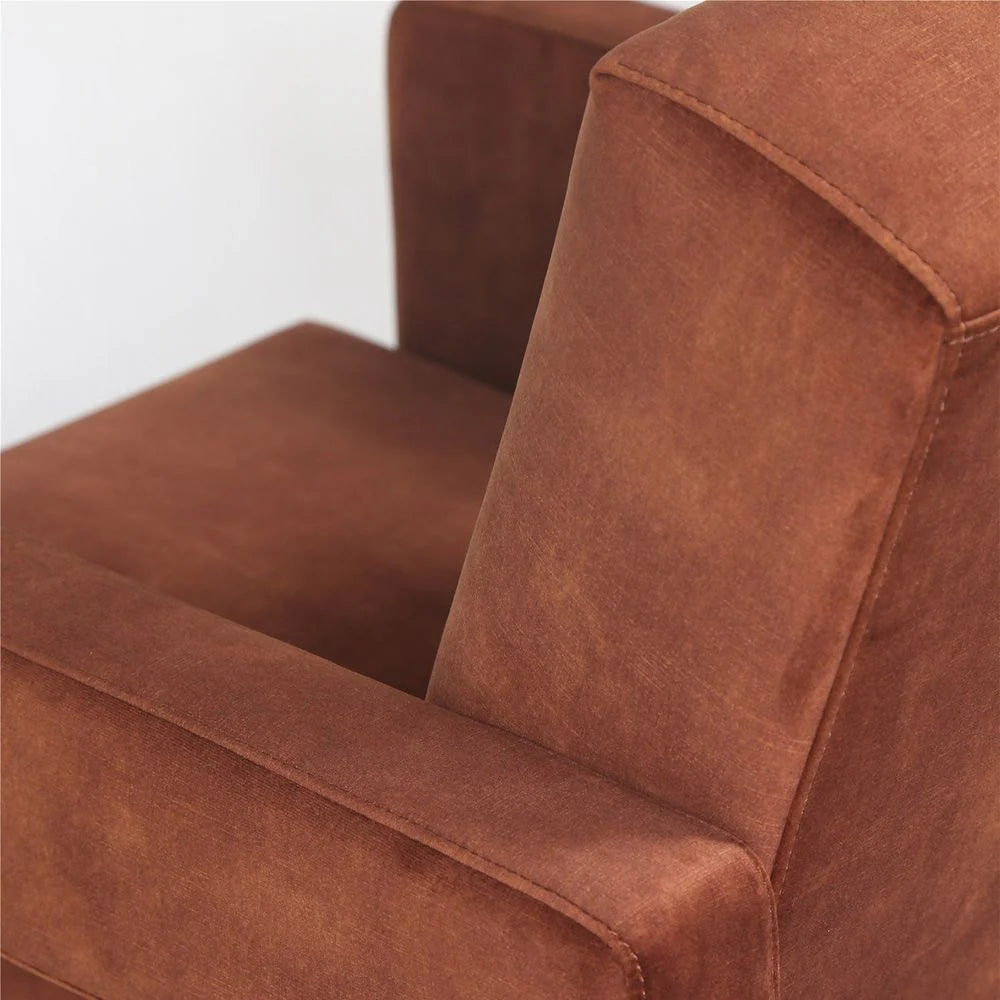 Brown Velvet Lounge Chair