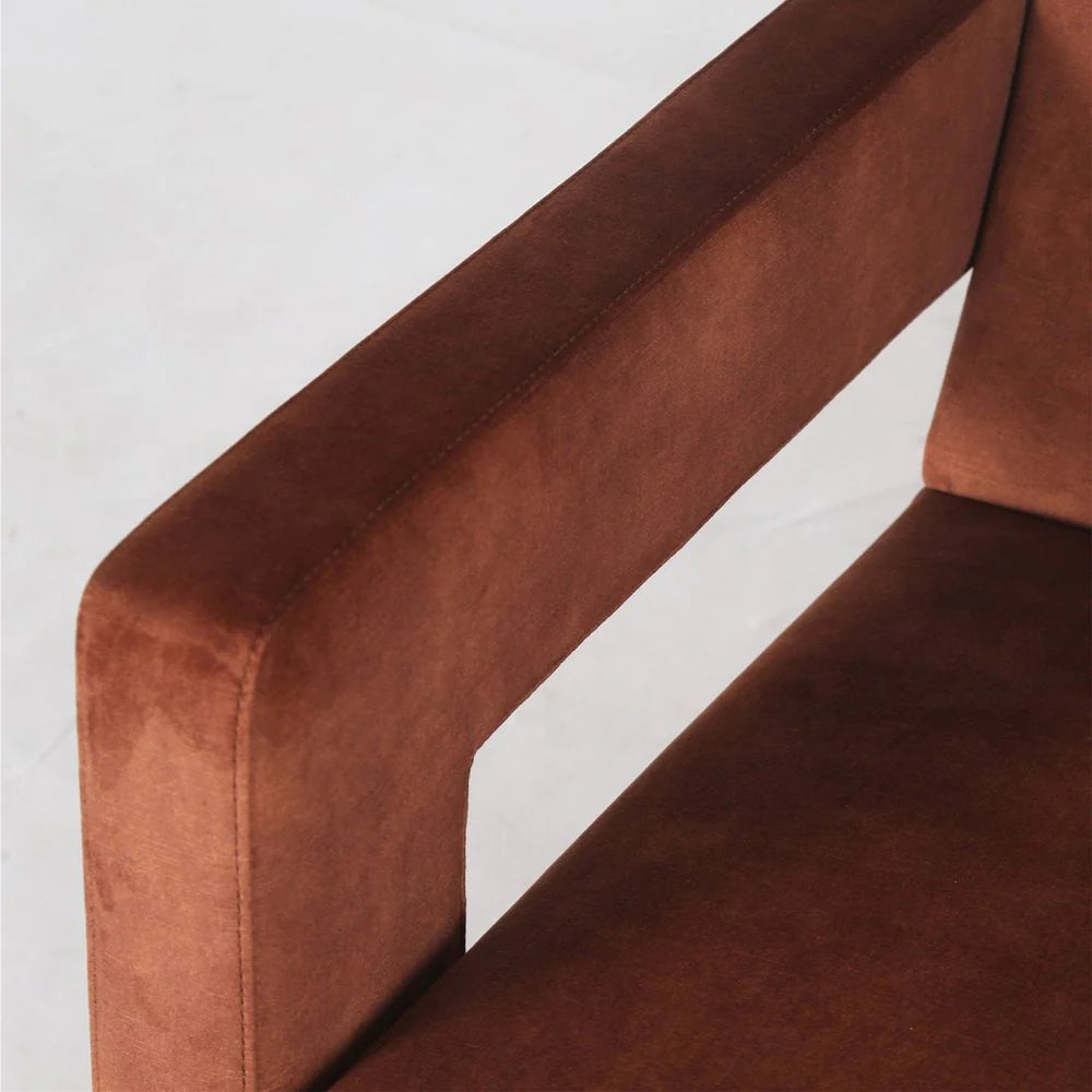 Brown Velvet Lounge Chair
