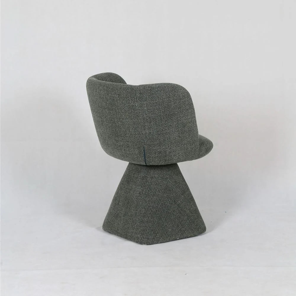 Green Linen Swivel Chair