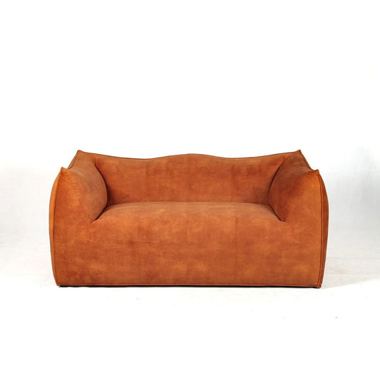 Orange Wood and Fabric Sofa