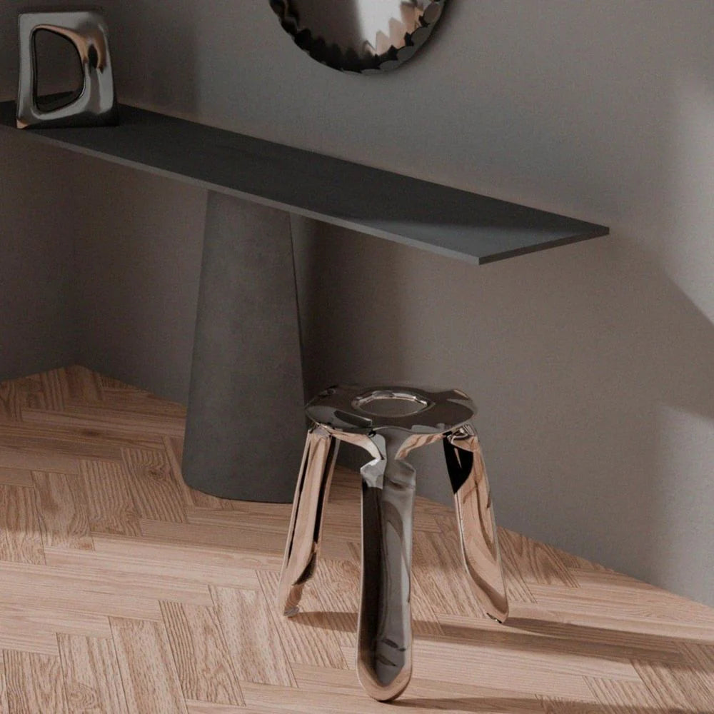 Silver-Tone Stainless Steel Stool – FMS029CHR