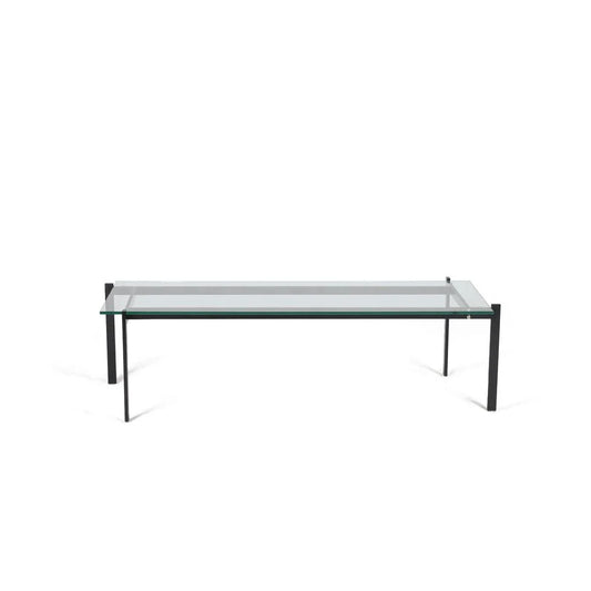 Iron and Glass Coffee Table in Clear and Black, 53.5-Inch