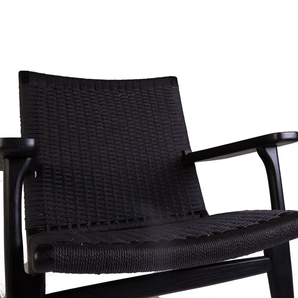 Black Ash and Rattan Lounge Chair