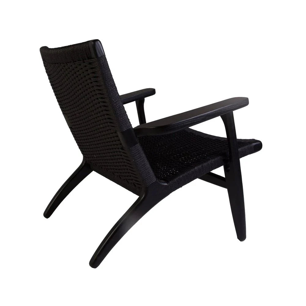 Black Ash and Rattan Lounge Chair