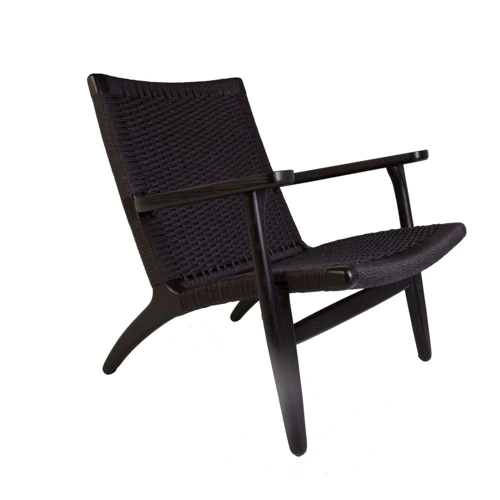 Black Ash and Rattan Lounge Chair