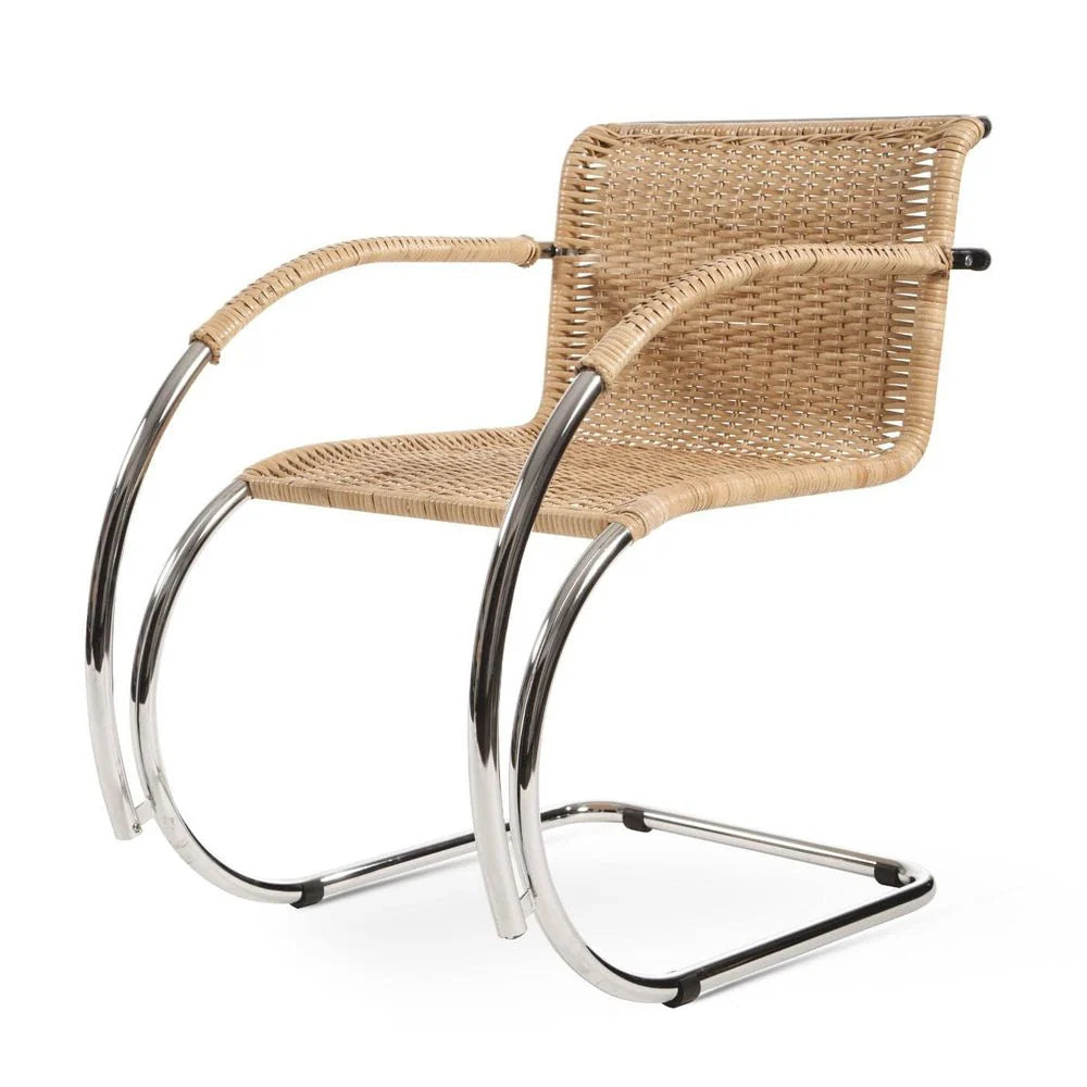 Steel Armchair in Natural and Chrome-Tone