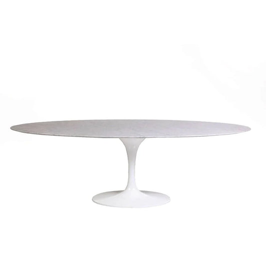 White Aluminum and Marble Dining Table, 96-Inch