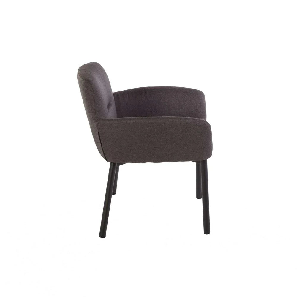 Dark Grey Iron and Fabric Dining Chair