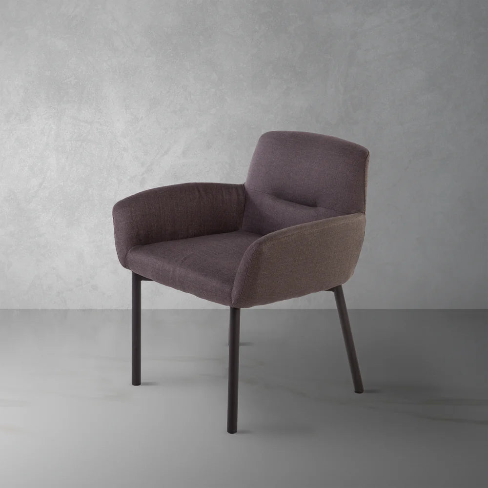 Dark Grey Iron and Fabric Dining Chair