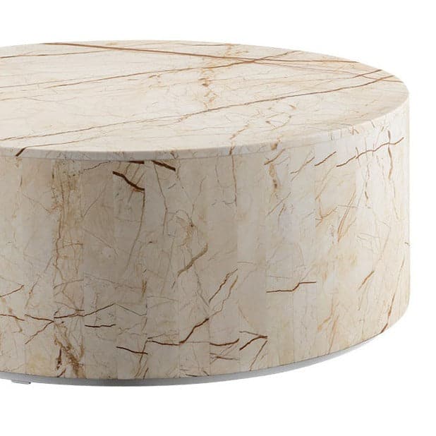 Champagne Gold-Tone Stainless Steel and Marble Coffee Table, 35.5-Inch