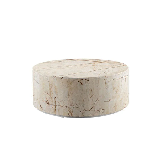 Champagne Gold-Tone Stainless Steel and Marble Coffee Table, 35.5-Inch