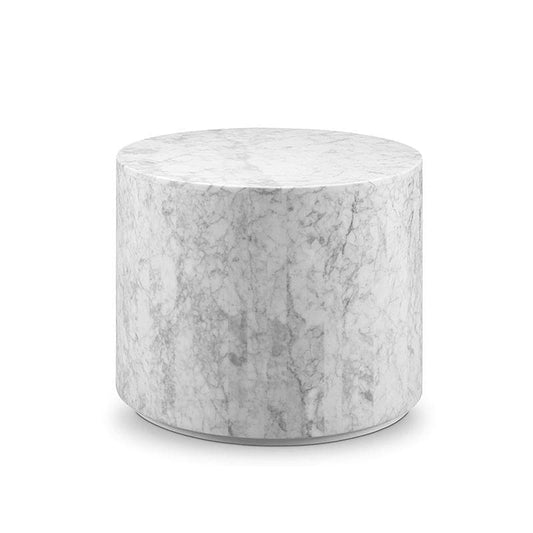 Matte White Stainless Steel and Marble Side Table – FVT042MWHT
