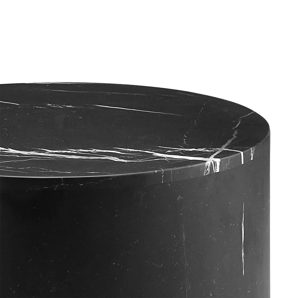 Matte Black Stainless Steel and Marble Coffee Table