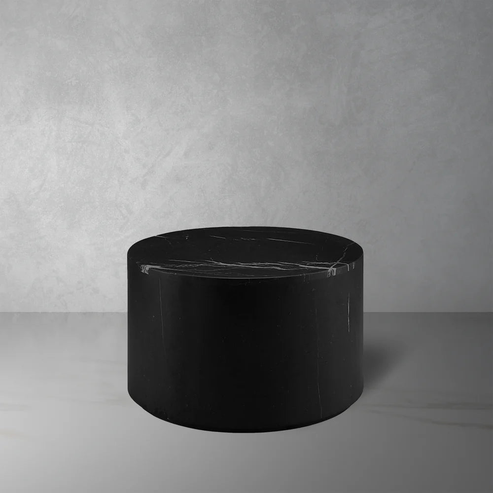 Matte Black Stainless Steel and Marble Coffee Table