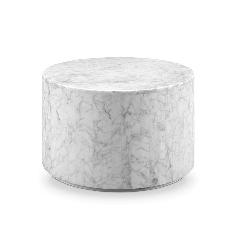 Matte White Stainless Steel and Marble Coffee Table