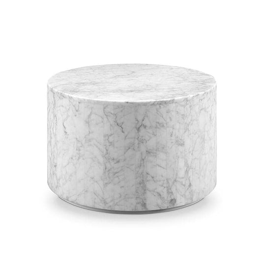 Matte White Stainless Steel and Marble Coffee Table