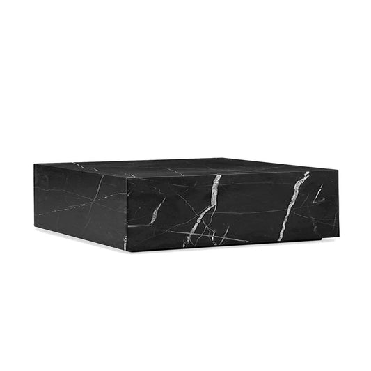 Matte Black Stainless Steel and Marble Coffee Table, 50-Inch