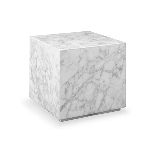 Matte White Stainless Steel and Marble Side Table – FVT052MWHT