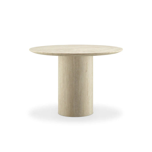 White Travertine Dining Table, 41.3-Inch