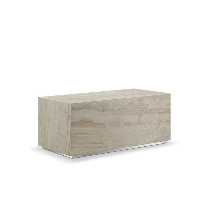 White Travertine Coffee Table, 31.5-Inch
