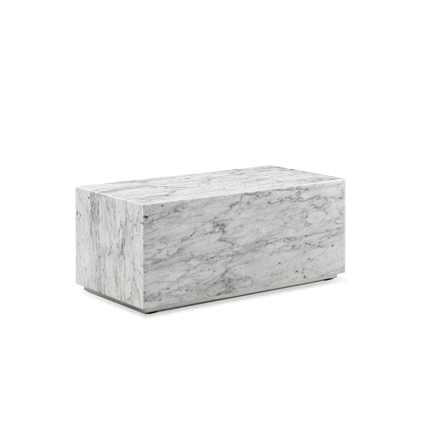 White Stainless Steel and Marble Coffee Table, 31.5-Inch