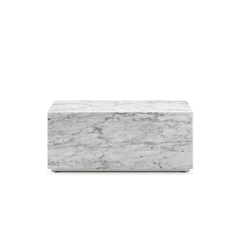 White Stainless Steel and Marble Coffee Table, 31.5-Inch