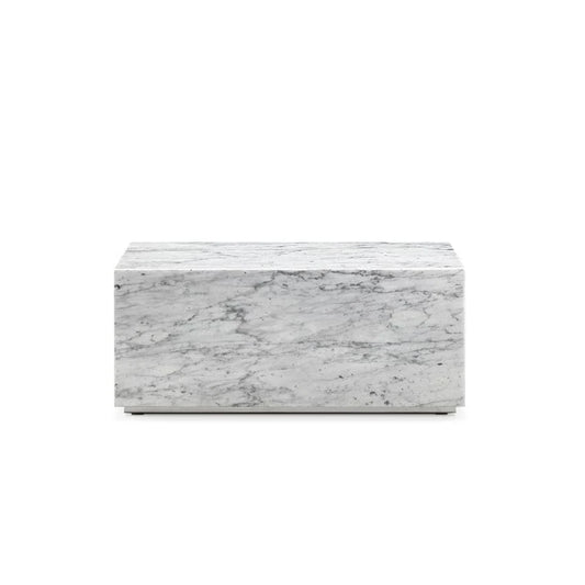 White Stainless Steel and Marble Coffee Table, 31.5-Inch