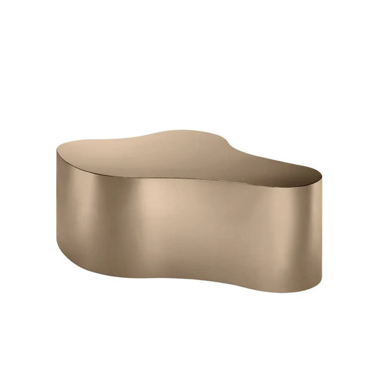 Rose Gold-Tone Stainless Steel and Marble Coffee Table, 42-Inch