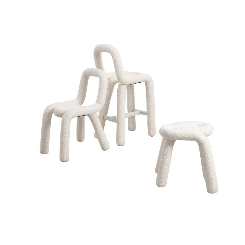 White Fabric Dining Side Chair