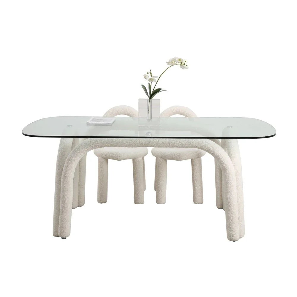 White Fabric Dining Side Chair