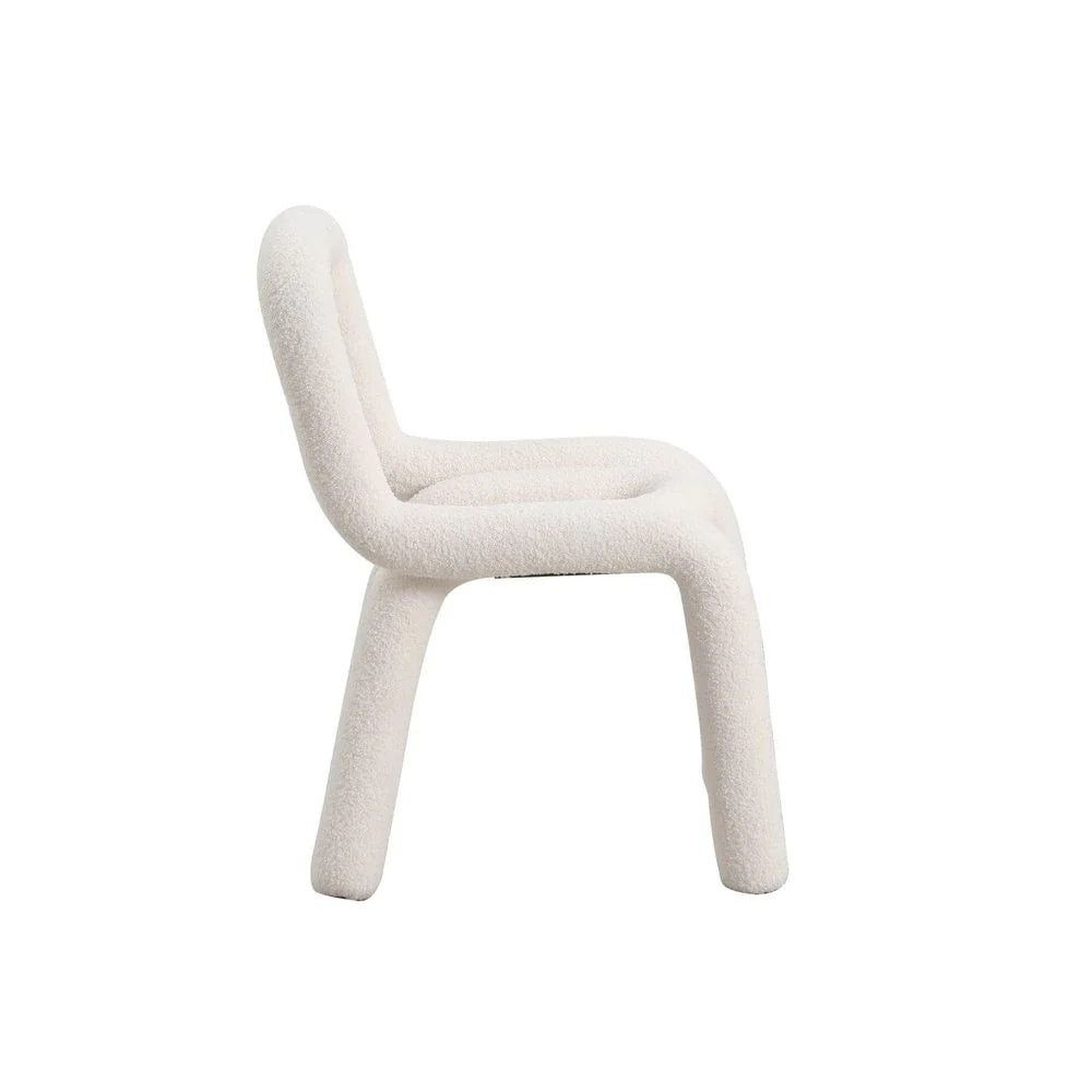 White Fabric Dining Side Chair