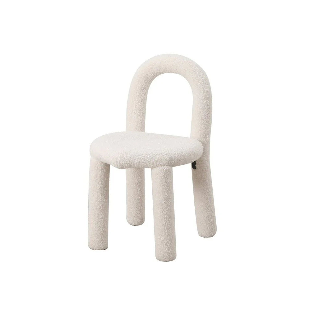 White Fabric and Metal Dining Side Chair