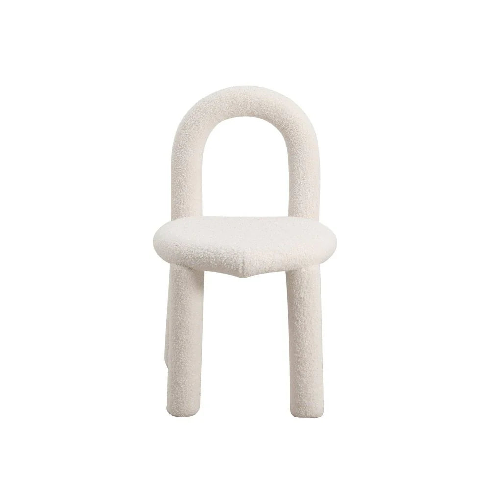 White Fabric and Metal Dining Side Chair