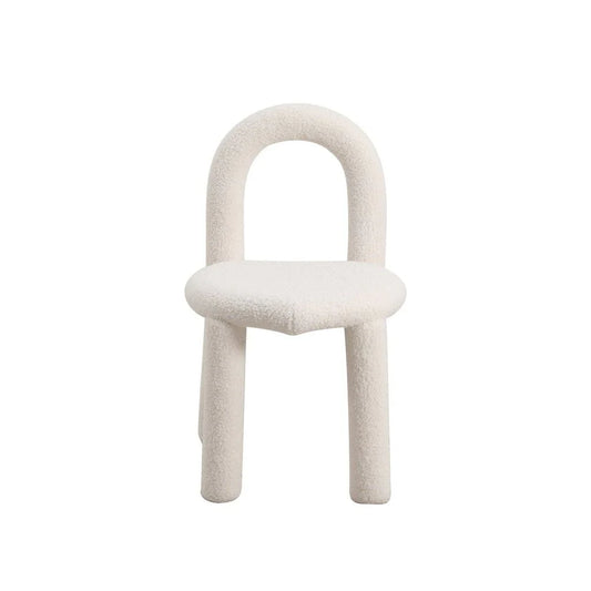 White Fabric and Metal Dining Side Chair
