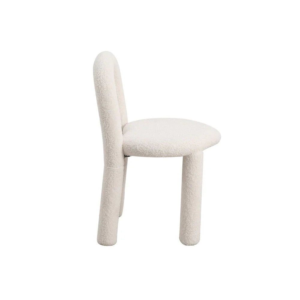 White Fabric and Metal Dining Side Chair