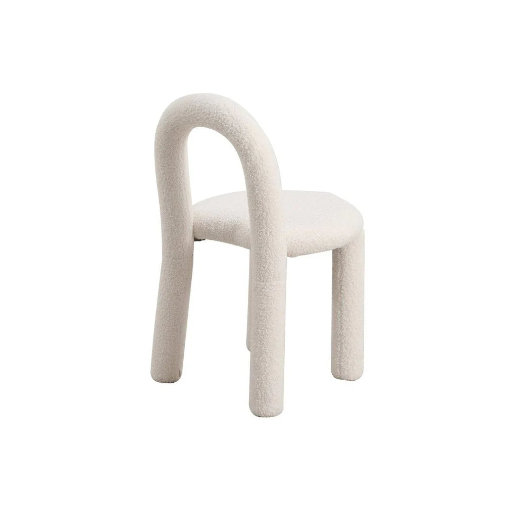 White Fabric and Metal Dining Side Chair