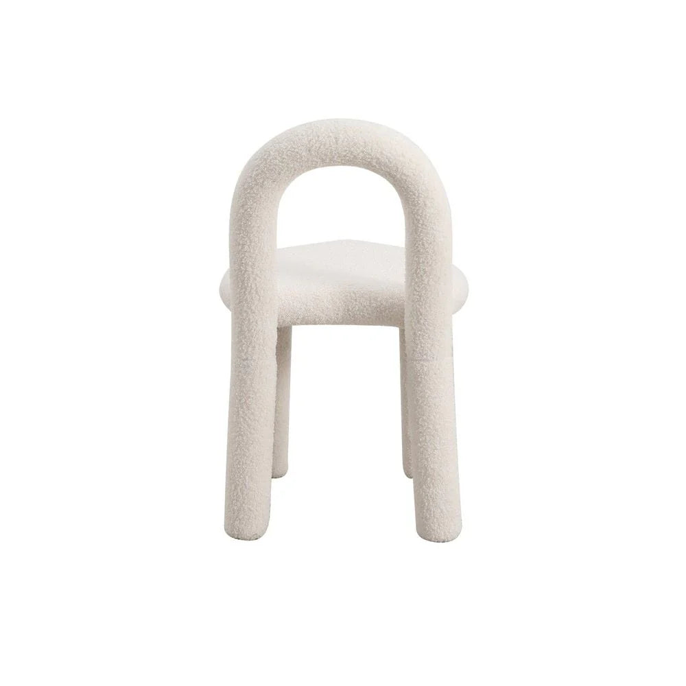 White Fabric and Metal Dining Side Chair