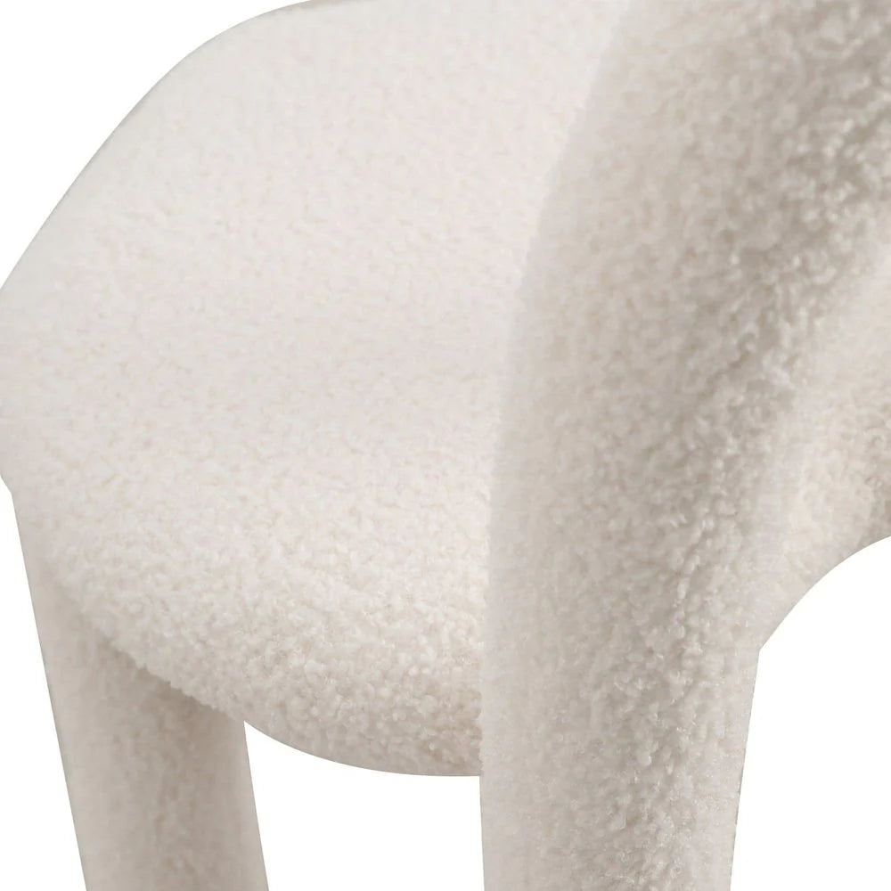 White Fabric and Metal Dining Side Chair