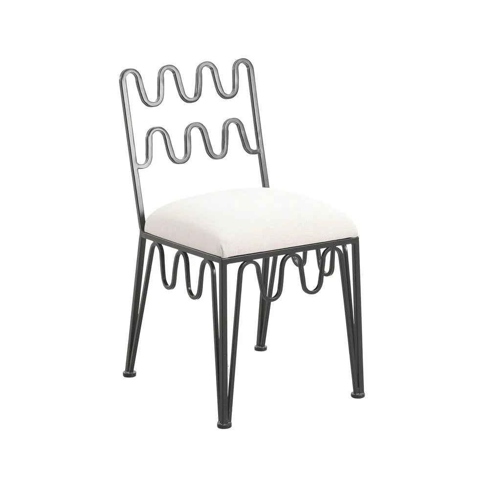 Fabric and Metal Dining Chair in Grey and Black