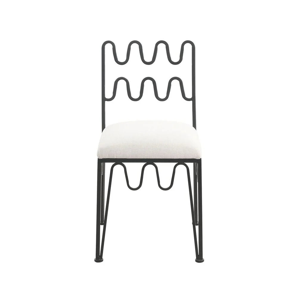 Fabric and Metal Dining Chair in Grey and Black